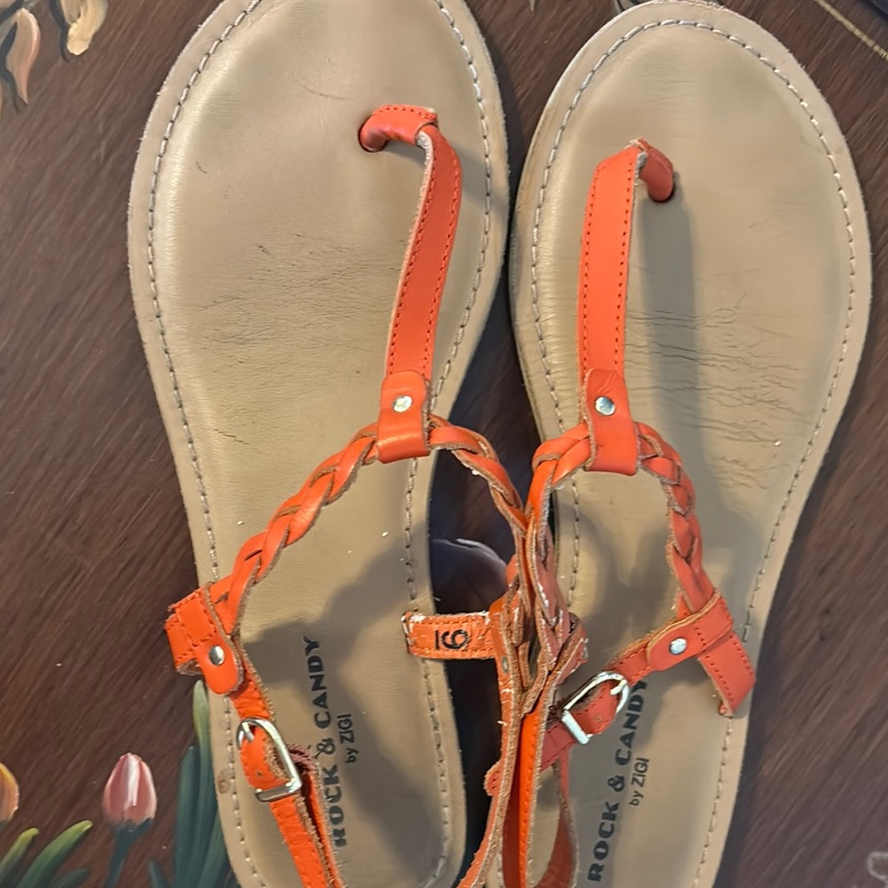 Rock & Candy Women's Braided Orange Sandals